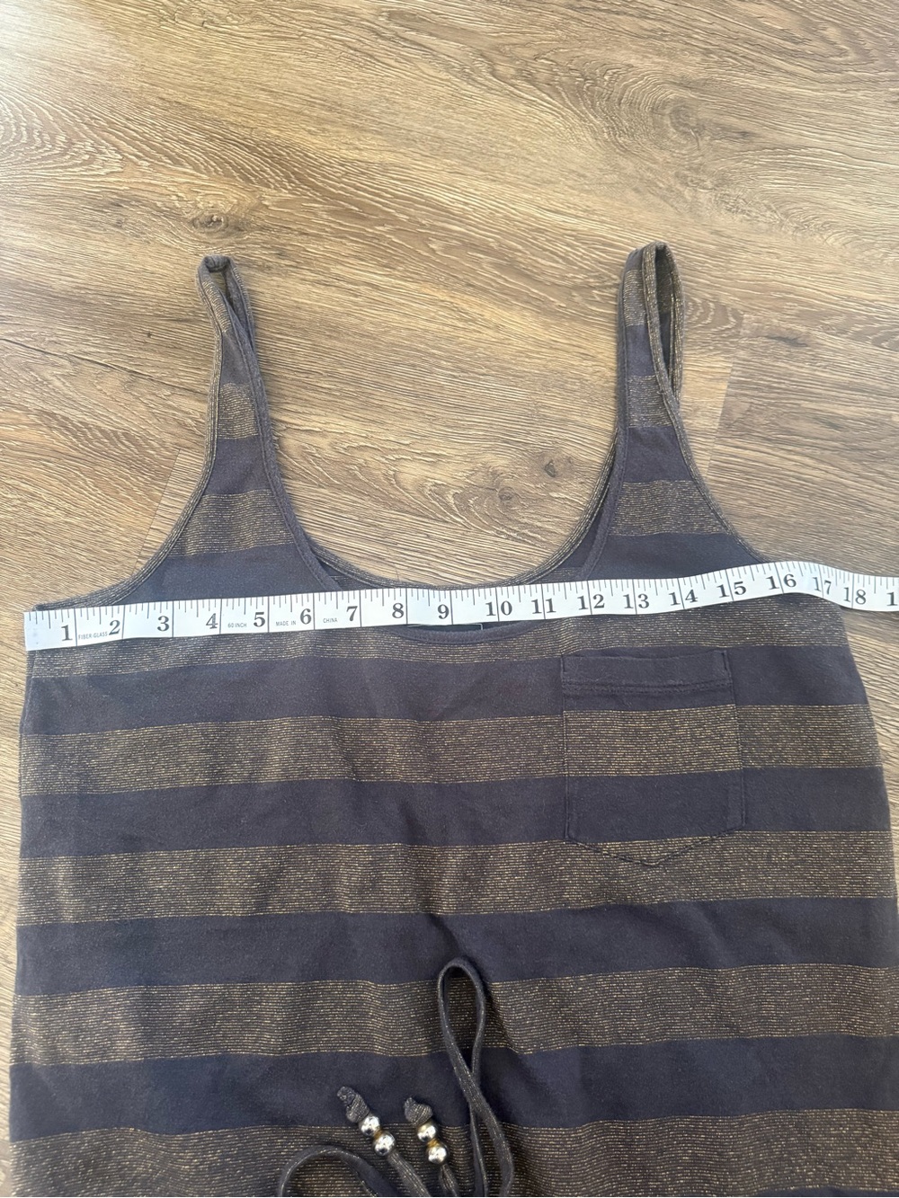 Obey Propaganda Striped Sleeveless Romper in Black and Gold Shimmer - Picture 7 of 7